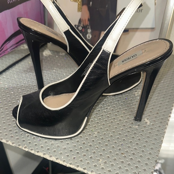 Guess Black and White Peep Toe Heels - Picture 8 of 10